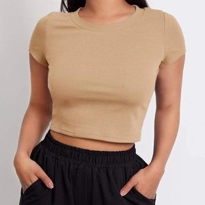 Khaki Ribbed Crop top Size XS